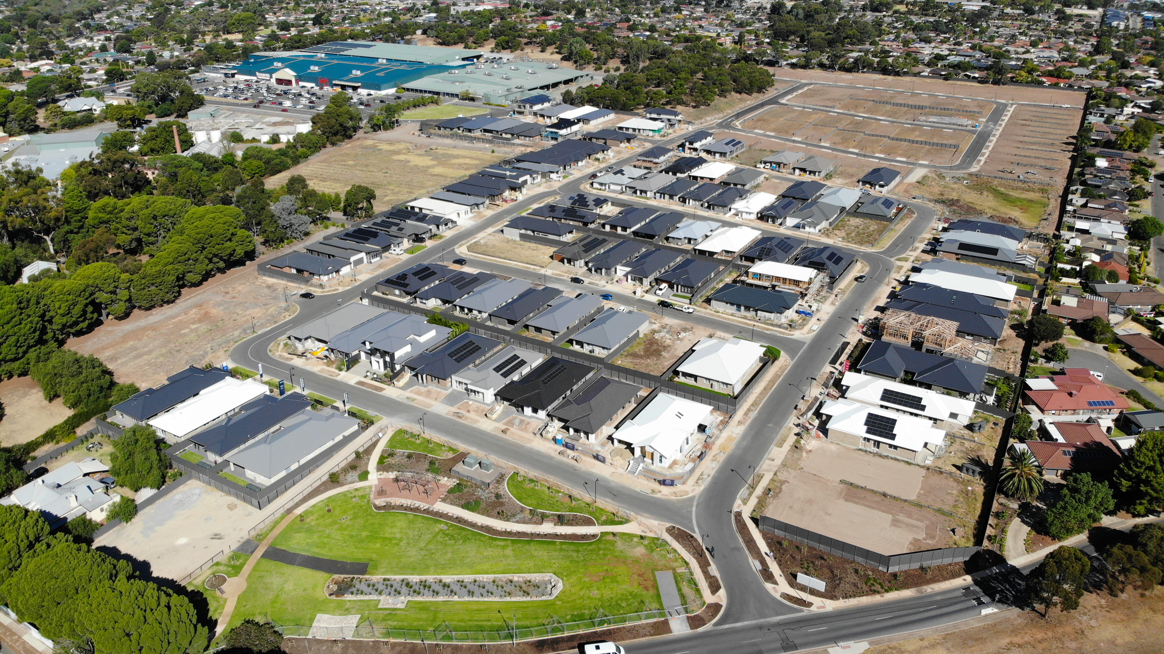 Birds eye view of Hurtle Grove taken in March 2024